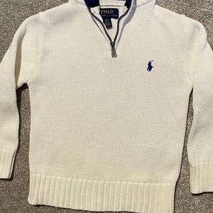 Polo white zip up sweater toddler boys 4T